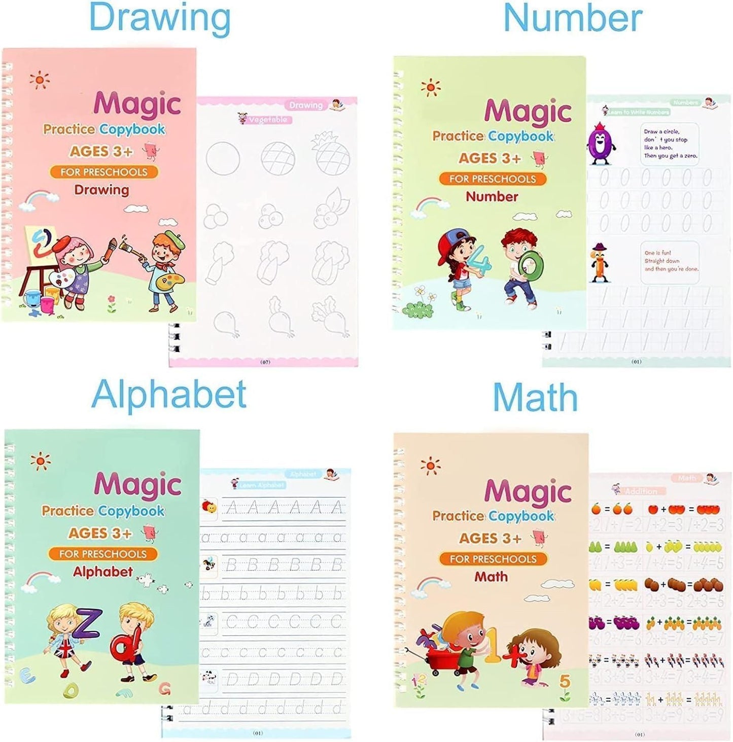 🪄 Sank Magic Practice Book Set for Kids (4 Books + Pen + Refills)
